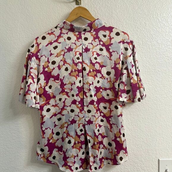 Joie Lanir Button-Up Shirt Festival Fuchsia Multi Size Medium - Picture 2 of 4